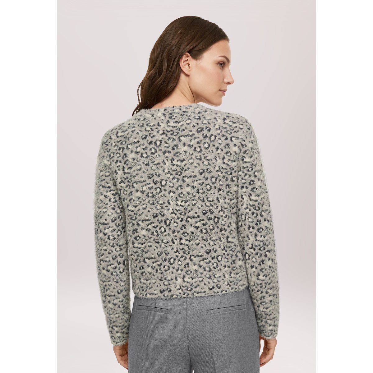 Cardigan en maille casual à poches plaquées patch grey/beige, BETTY BARCLAY