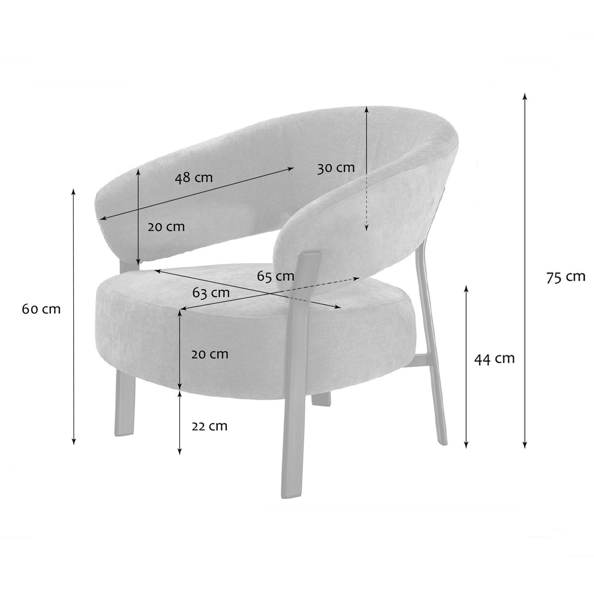 Fauteuil en tissu beige pieds effet noyer LIV beige, CALICOSY