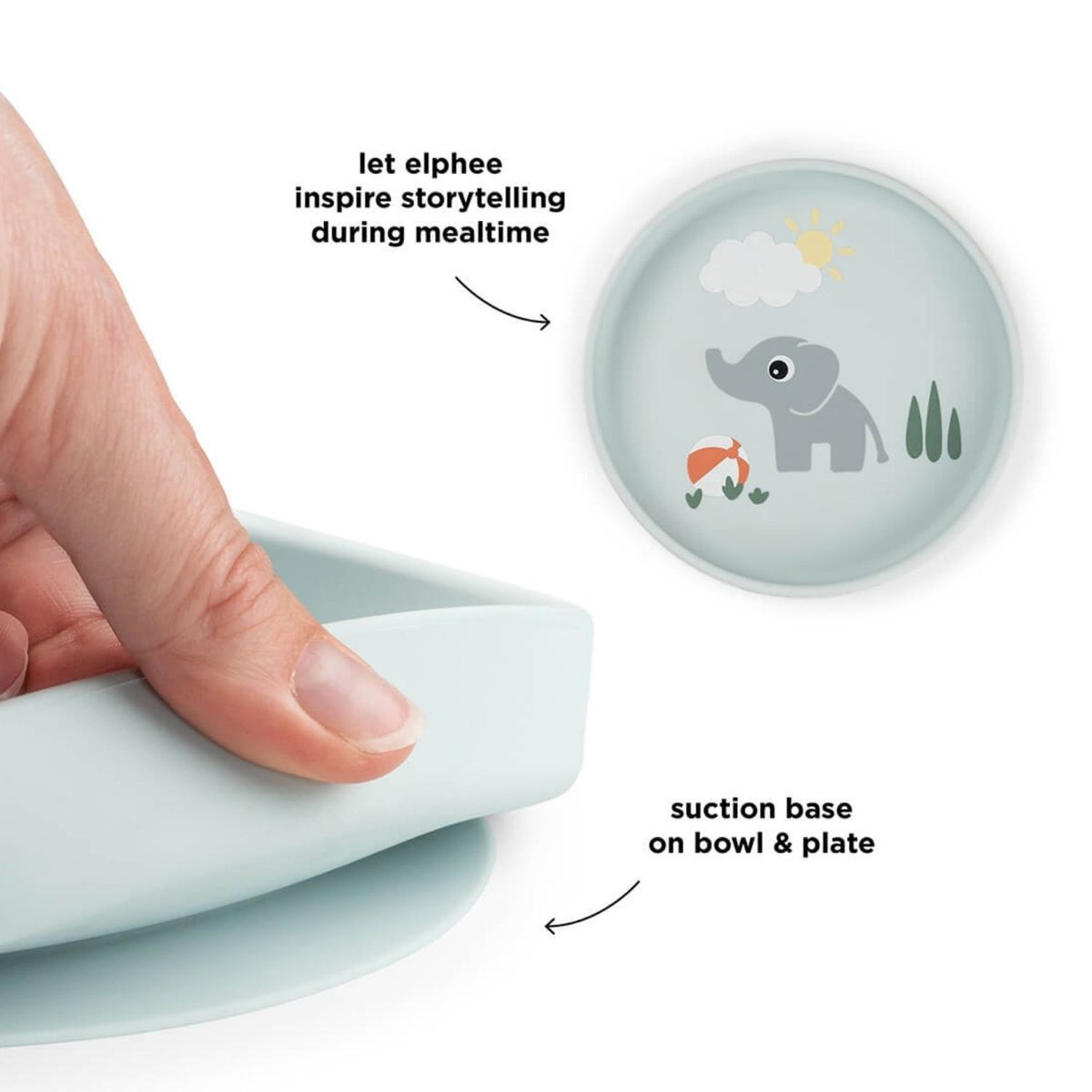 Assiette ventouse en silicone bleu, DONE BY DEER