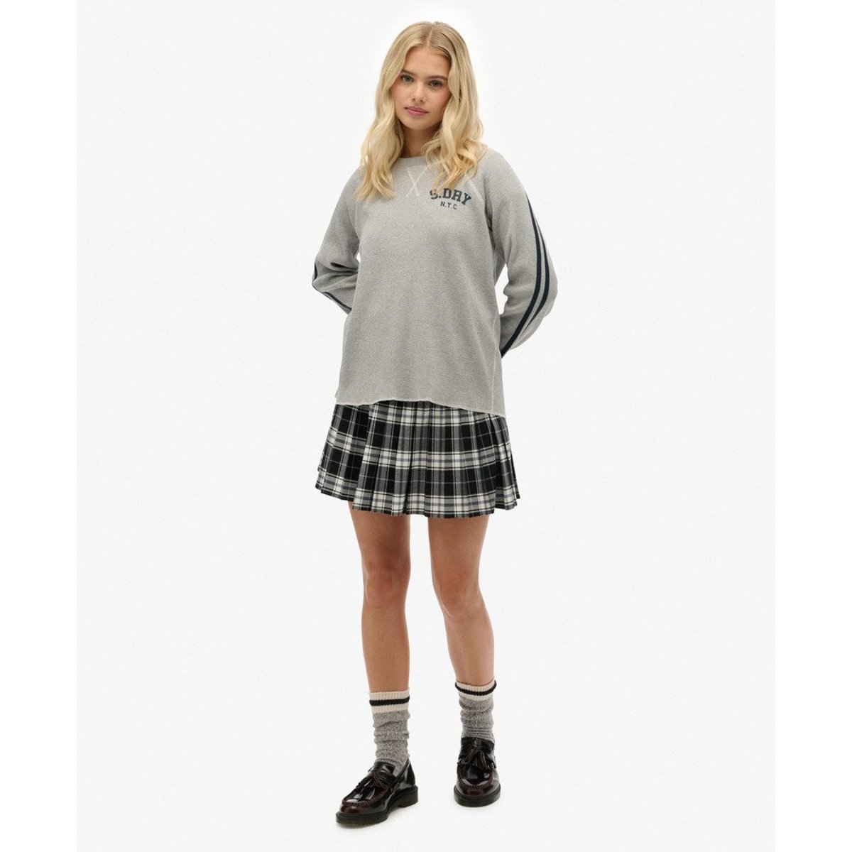 Haut à manches longues et motif Athletic Essentials gris chiné, SUPERDRY