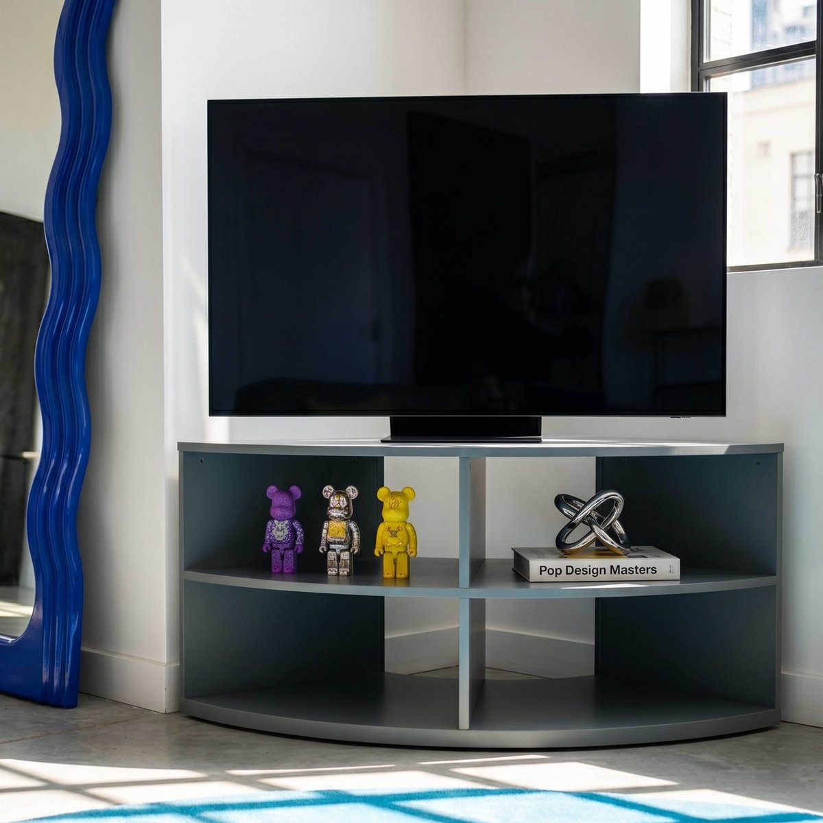 Meuble TV d'angle coloré 120 cm, LUKE vert foncé, OVIALA