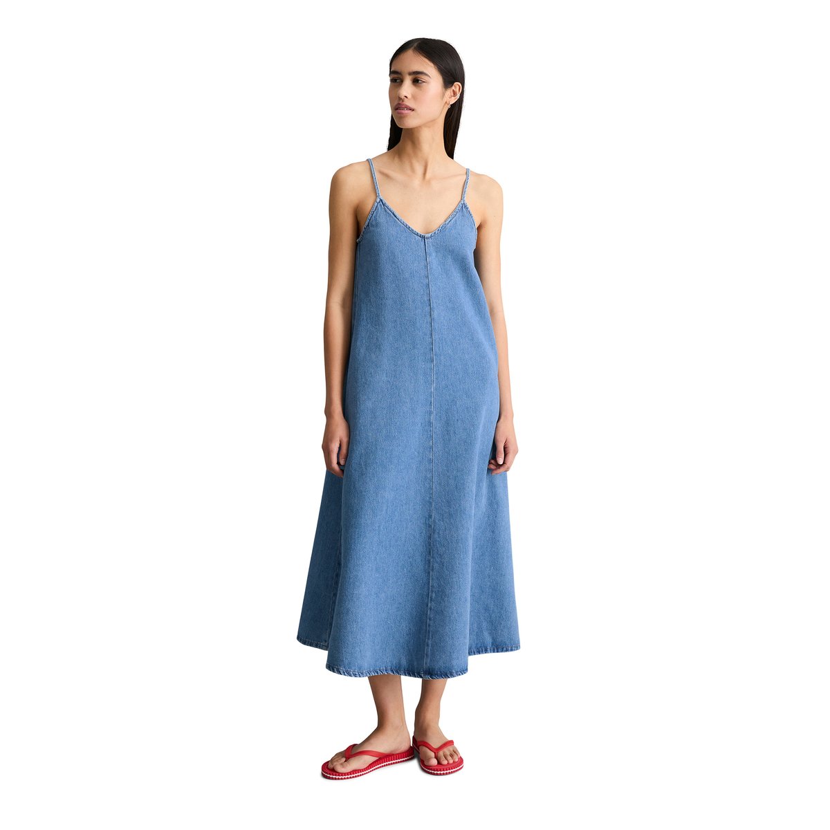 Robe en jean à bretelles relaxed en pur coton organique bleu, MARC O’POLO DENIM