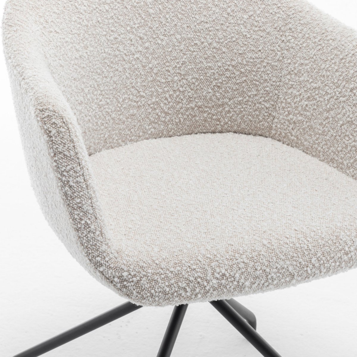 Chaise de bureau en tissu bouclette et métal- KOOIJ écru, DRAWER