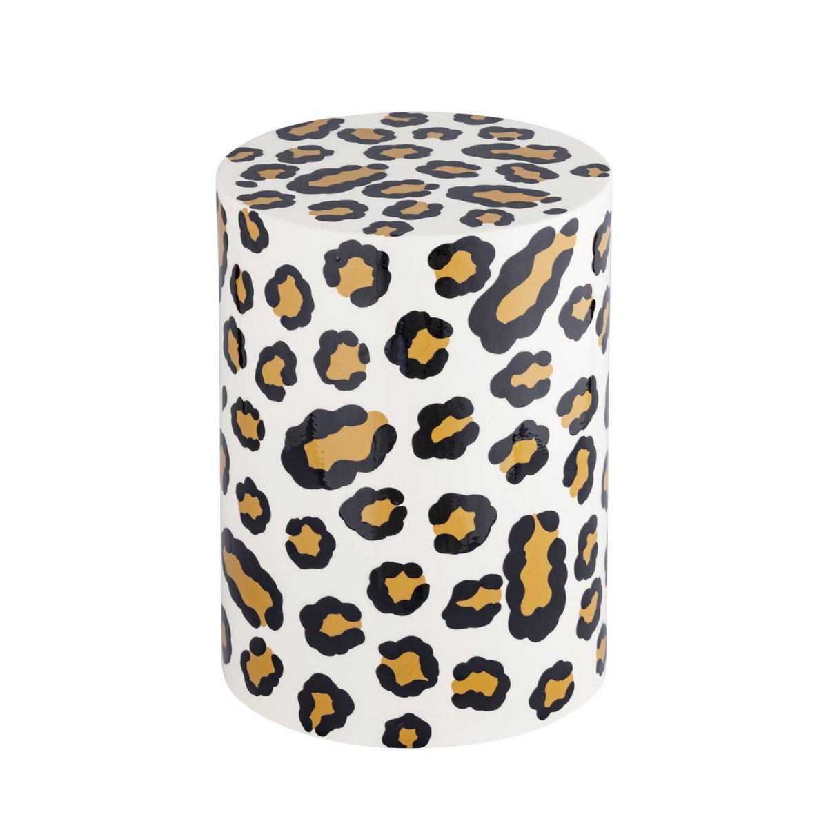 Table d'appoint, bout de canapé, table de chevet acier émaillé, motif léopard Ø33 x H 46cm NOKO léopard, SWEEEK