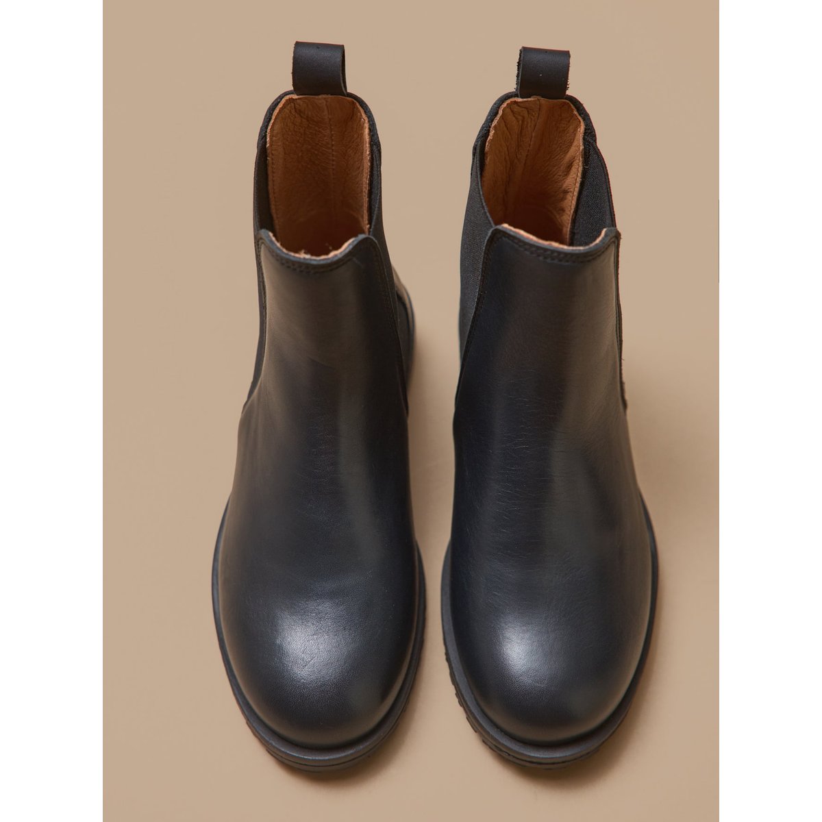 Boots chelsea cuir encre, CYRILLUS
