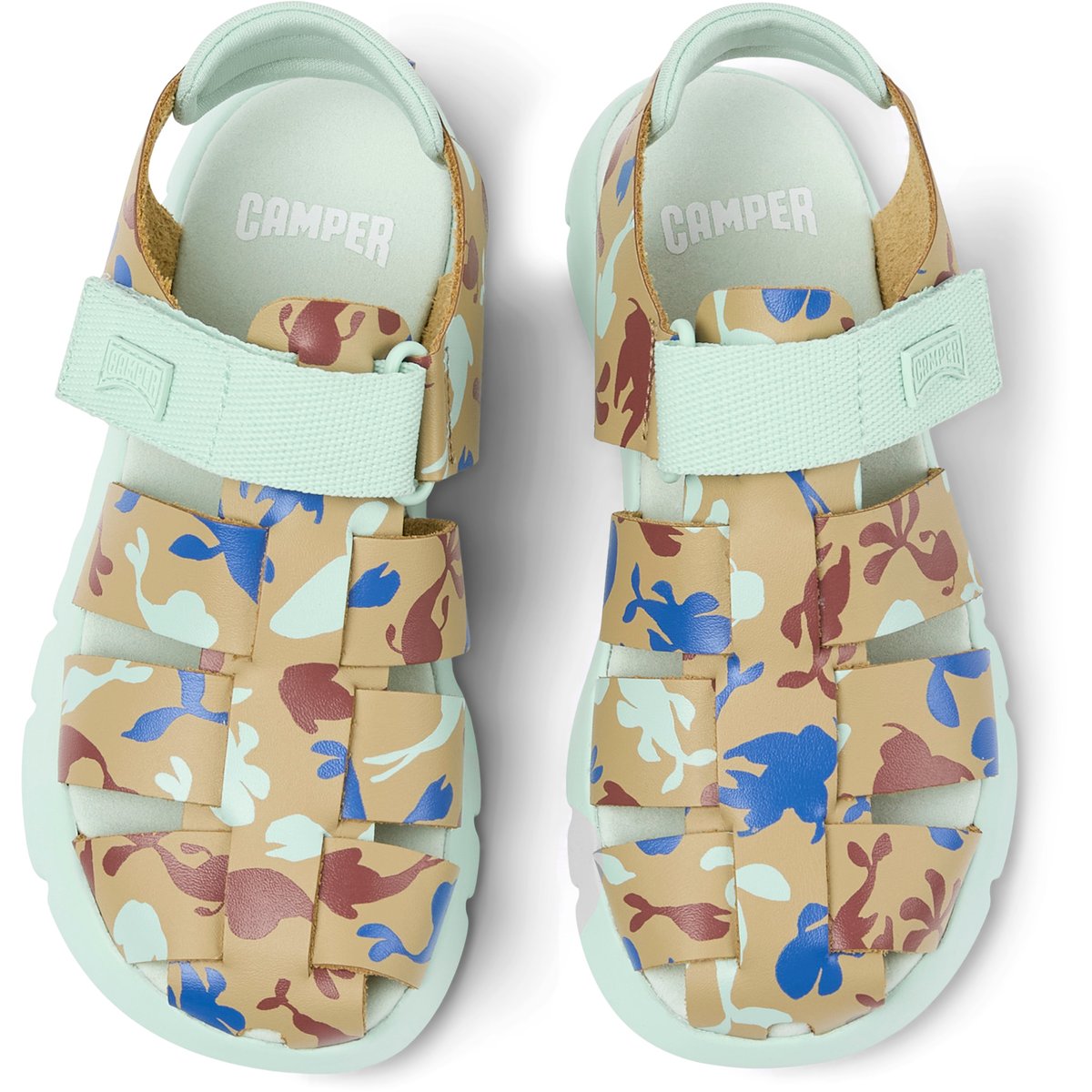 Sandales Oruga beige bleu, CAMPER