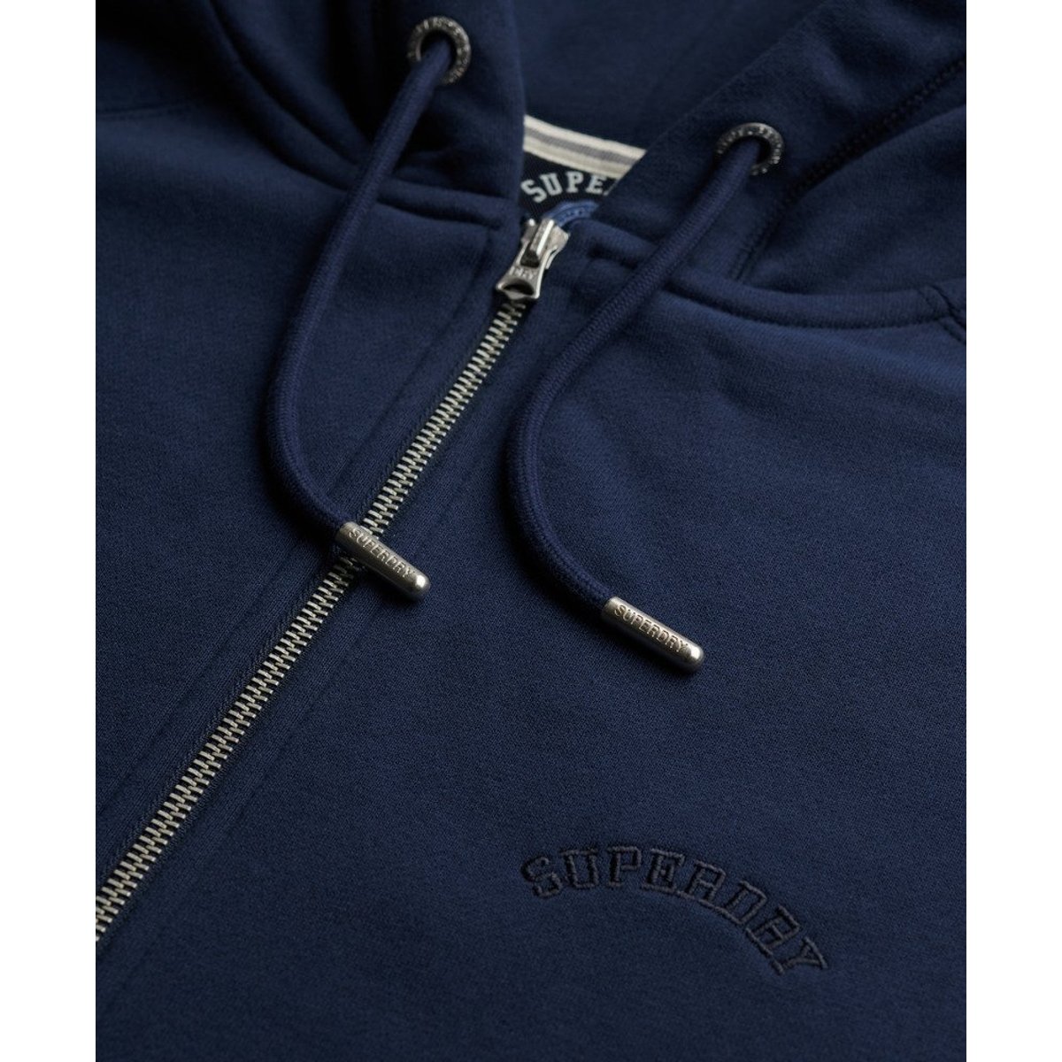 Sweat à capuche zippé Essential Logo Raglan bleu marine profond, SUPERDRY