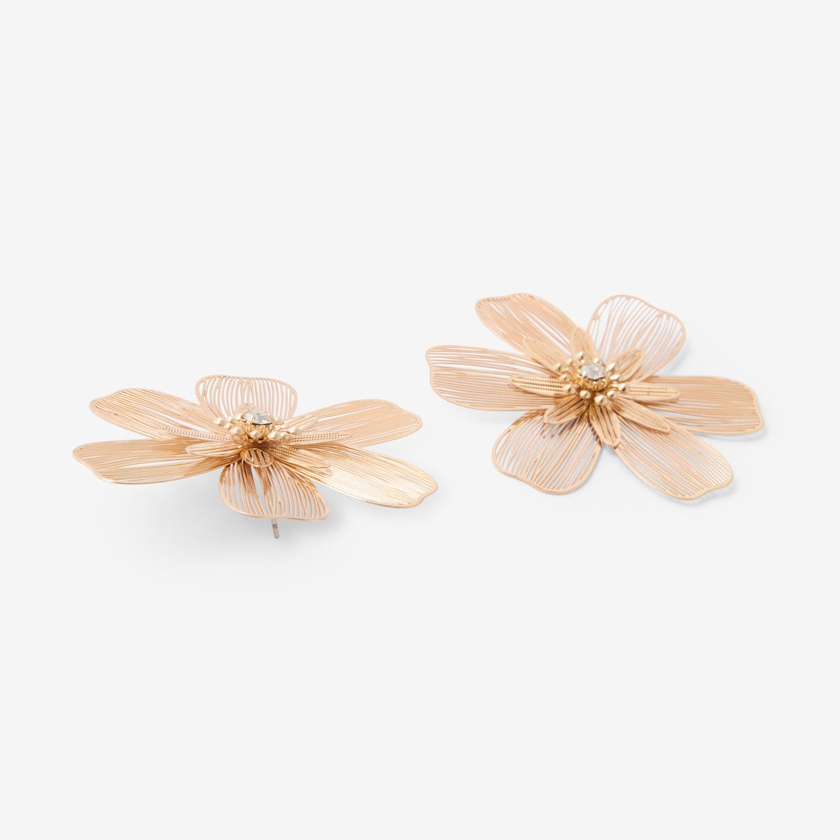 Grandes boucles d'oreilles fleurs en filigrane dorées doré, BALABOOSTE
