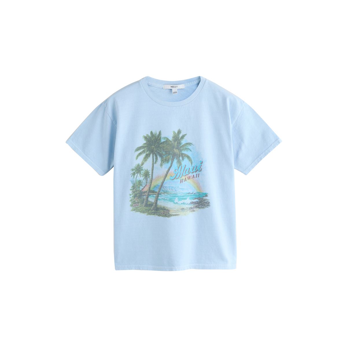 T-shirt ras du cou à imprimé délavé bleu, NEXT