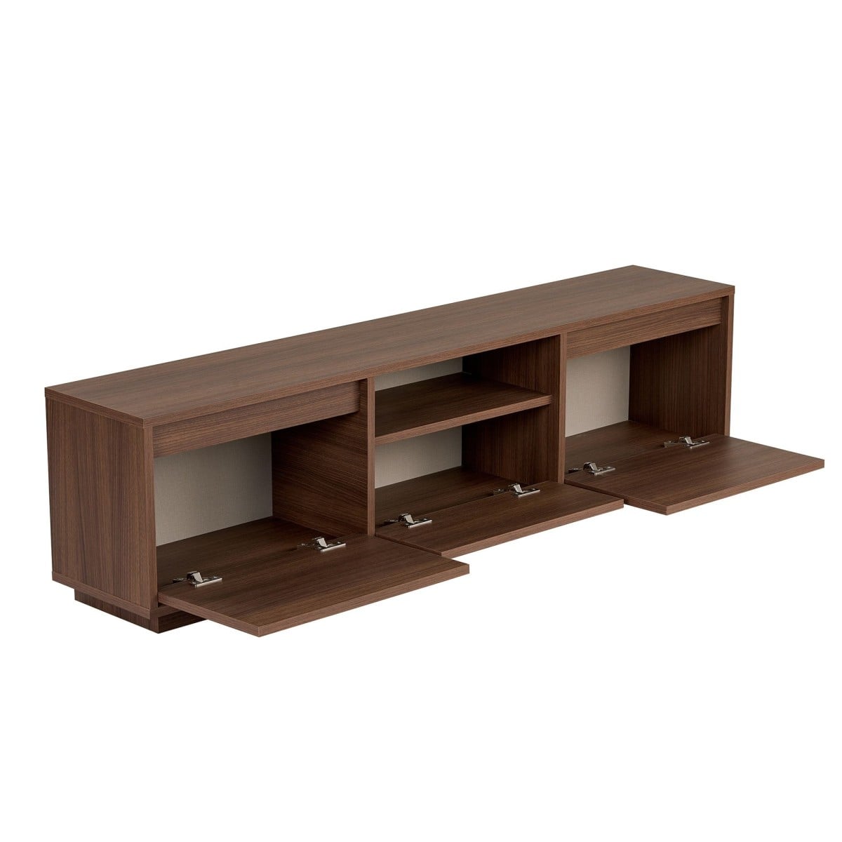 Meuble TV 3 abattants 1 niche - LUME noyer, CALICOSY
