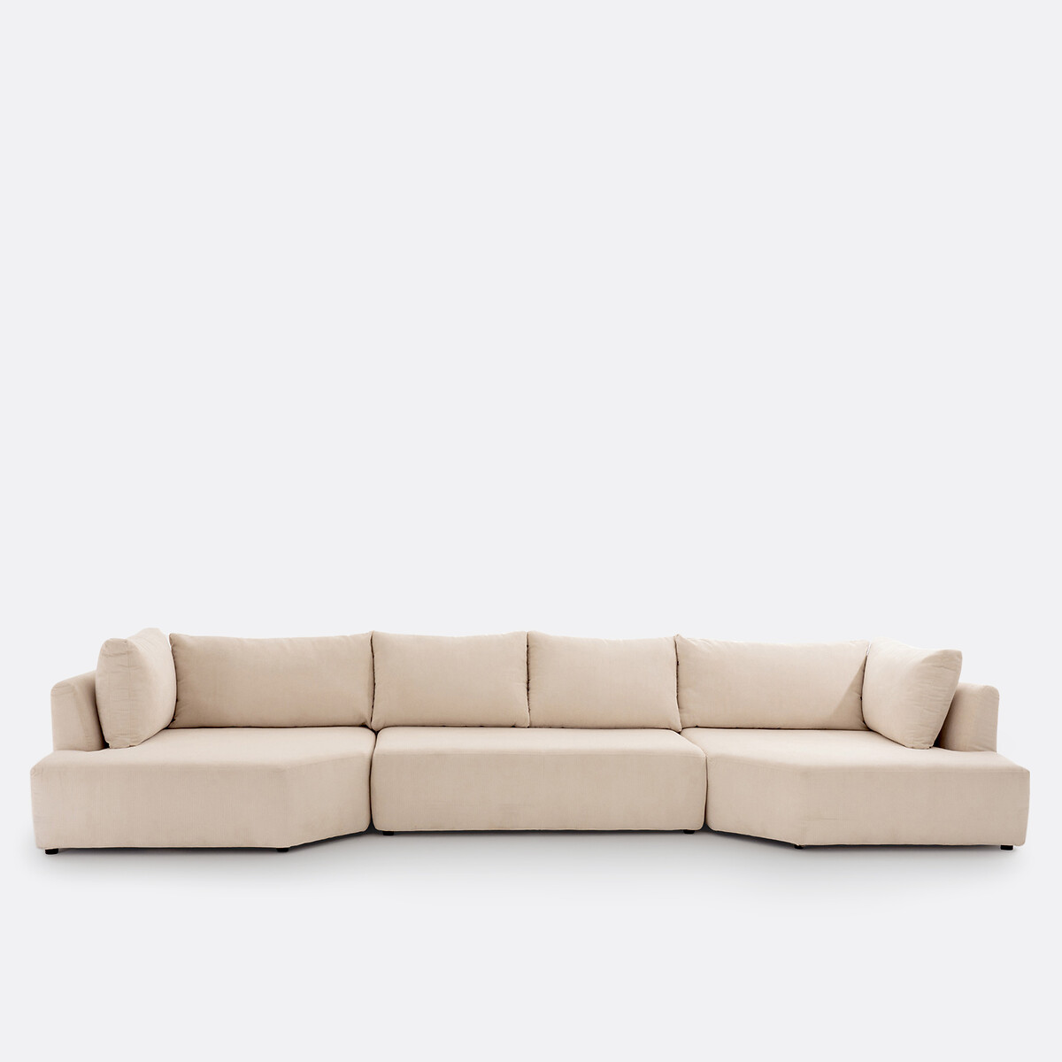 Moduleerbare hoekbank ribfluweel, Monica ecru, LA REDOUTE INTERIEURS