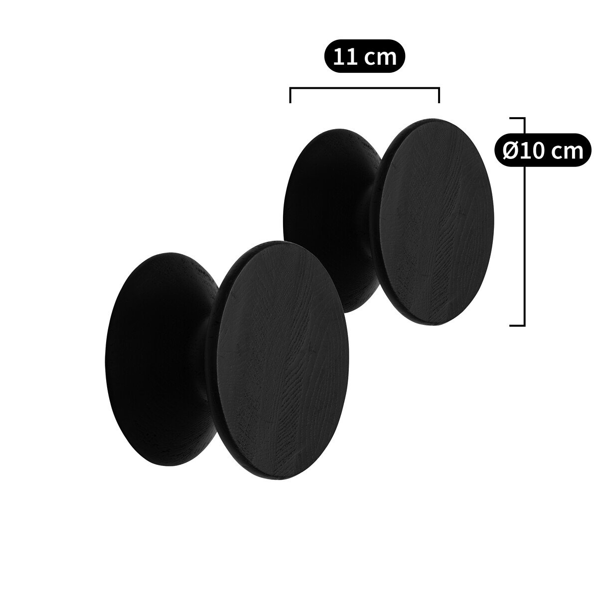 Lot de 2 patères chêne massif ø 10 cm, Arame noir, AM.PM