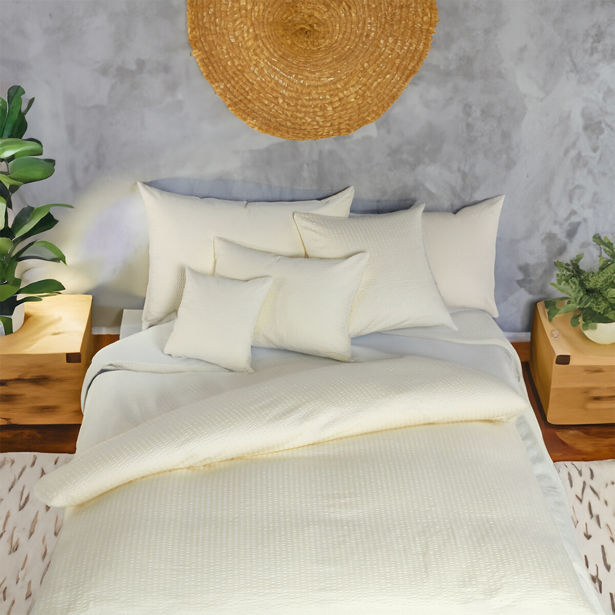 Fourre de duvet en Seersucker - creme crème, EUROPE & NATURE 