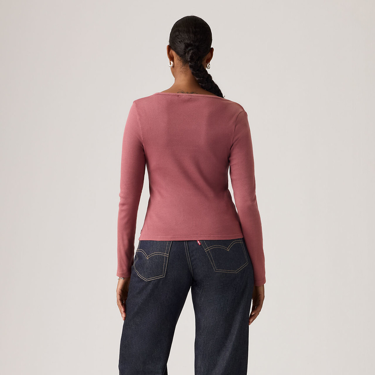 Square Neck T-Shirt with Long Sleeves burgundy, LEVI'S