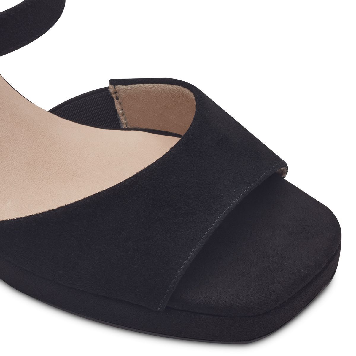 Sandale à talon en cuir noir zèbre, TAMARIS