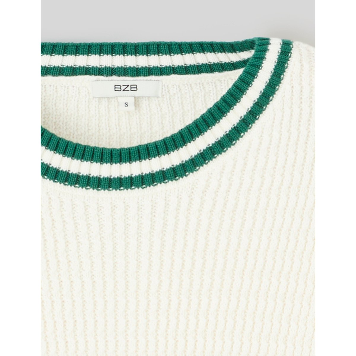 Pull sans manches côtelé blanc écru, BZB