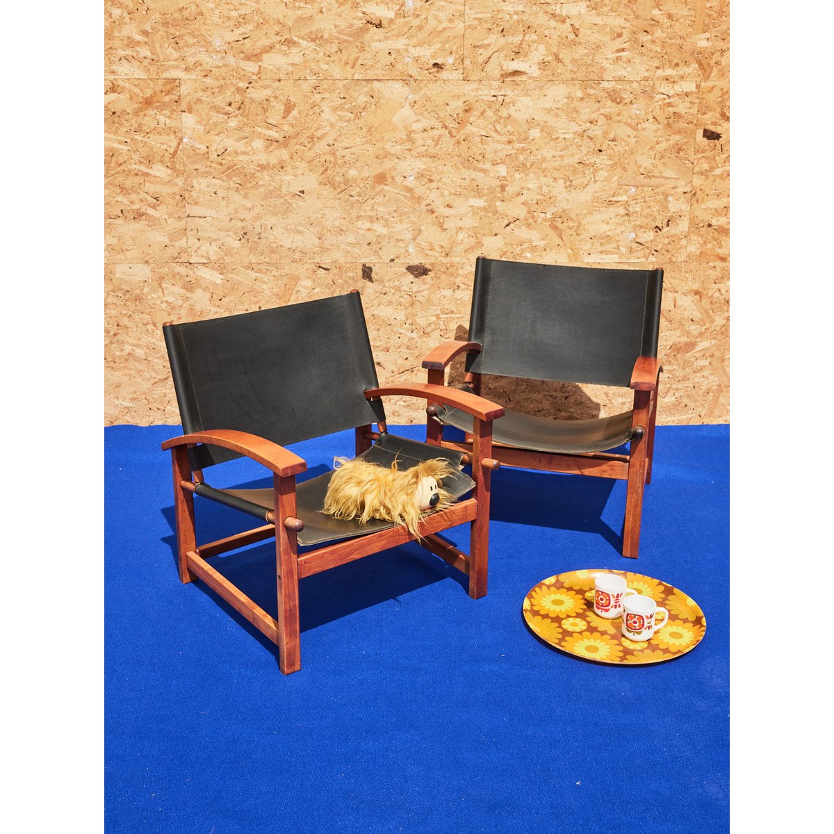 Paire de fauteuils designer en cuir Jakob N°1273 - Bon état bois foncé, DEBONGOUT
