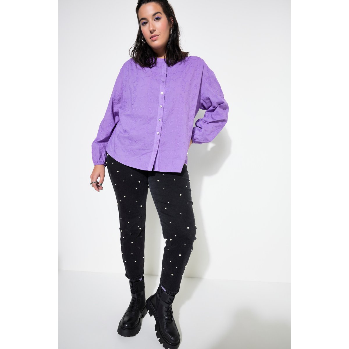 Blouse oversize à manches longues ballon violet, STUDIO UNTOLD