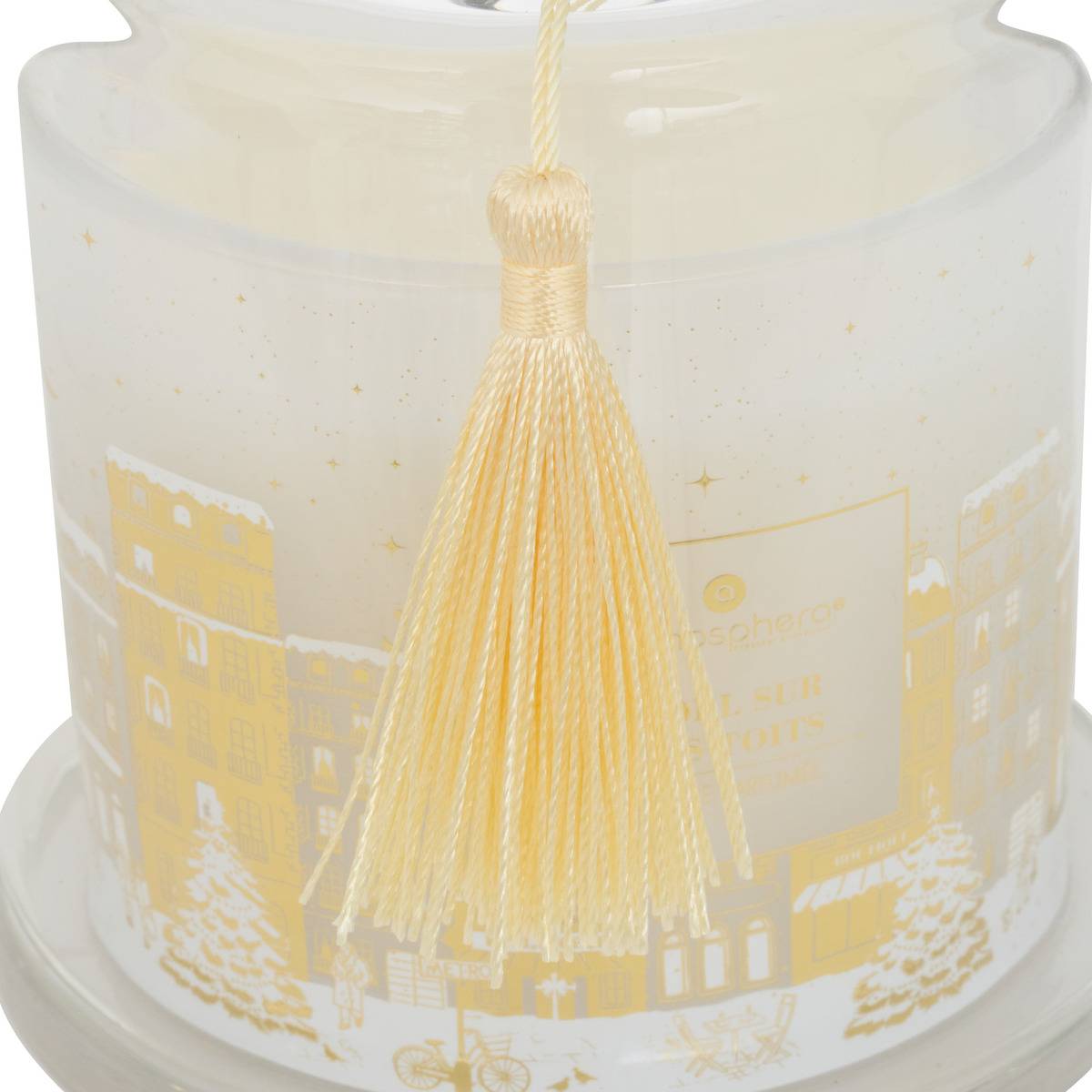 Bougie parfumée Hiver à Paris sous cloche blanc, ATMOSPHERA