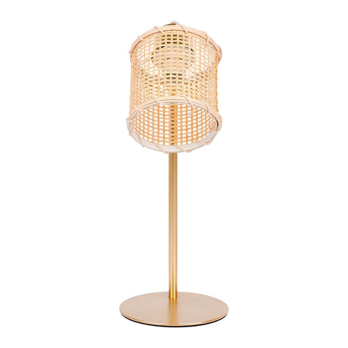 Lampe Métal Dorée Avec Abat-jour Bambou or, DECORATIE