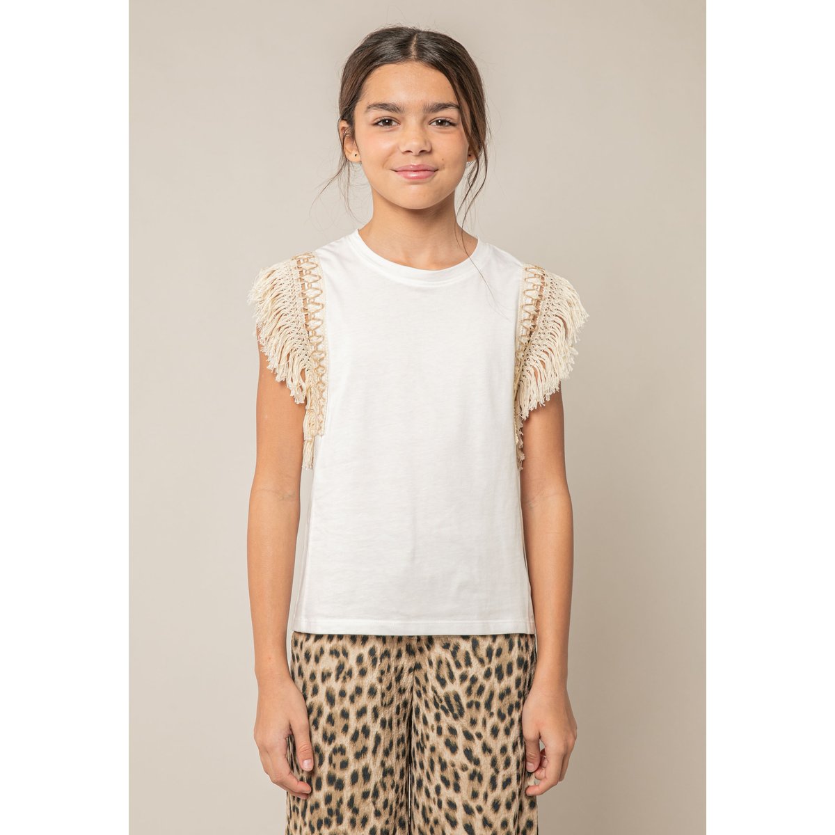 T-shirt fille en coton DAYNA off white, DEELUXE