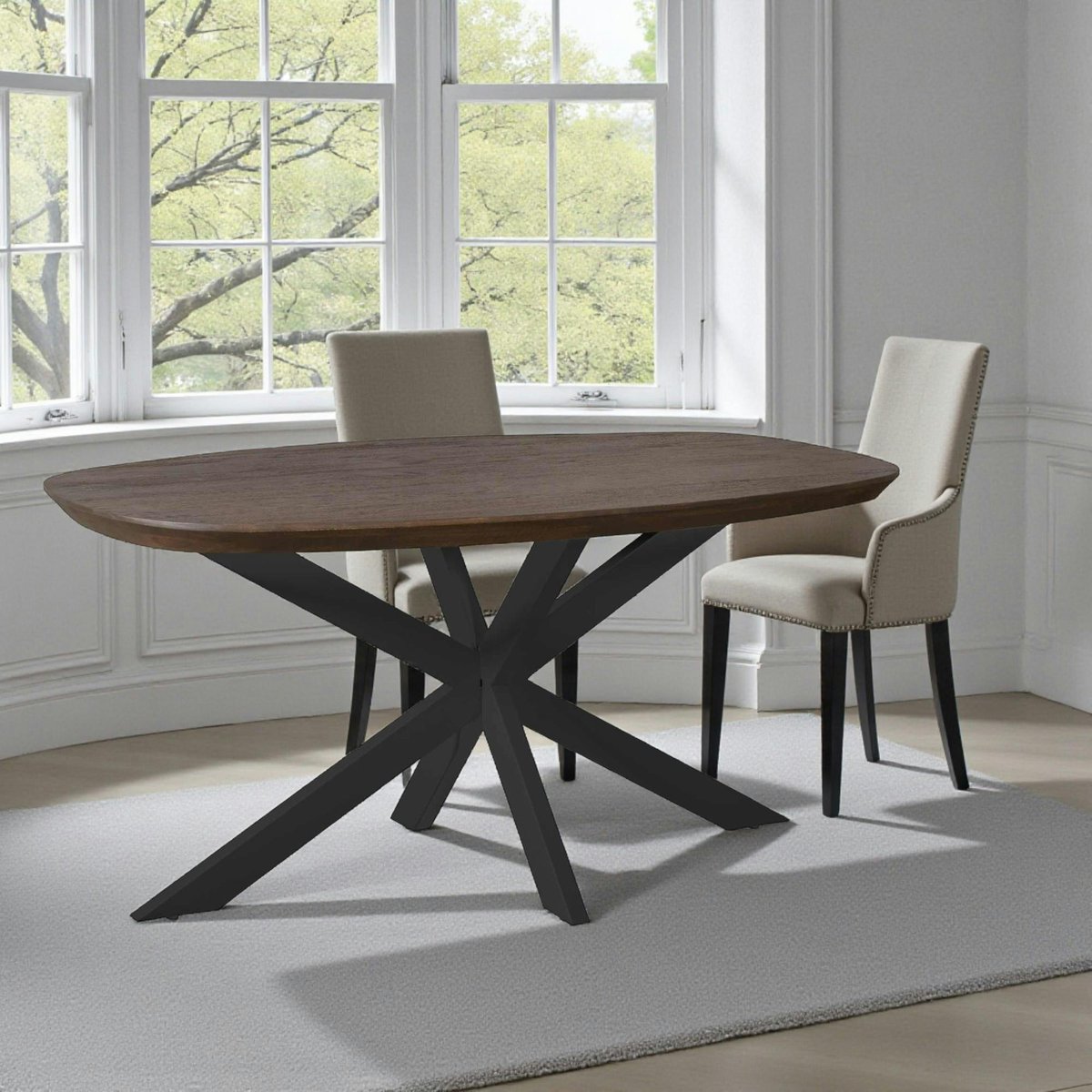 Table à manger 160 cm bords arrondis CORTINA marron / noir, PIER IMPORT