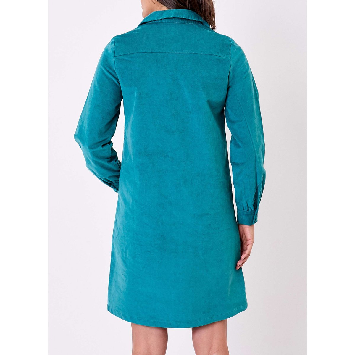 Robe droite velours côtelé bio PASSO bleu atlantic, PRINCESSE NOMADE
