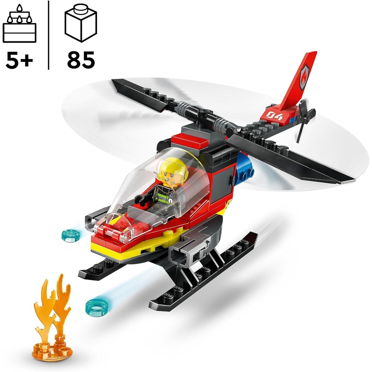 LEGO City - L'hélicoptère de secours des pompiers - 60411 multicolore, LEGO