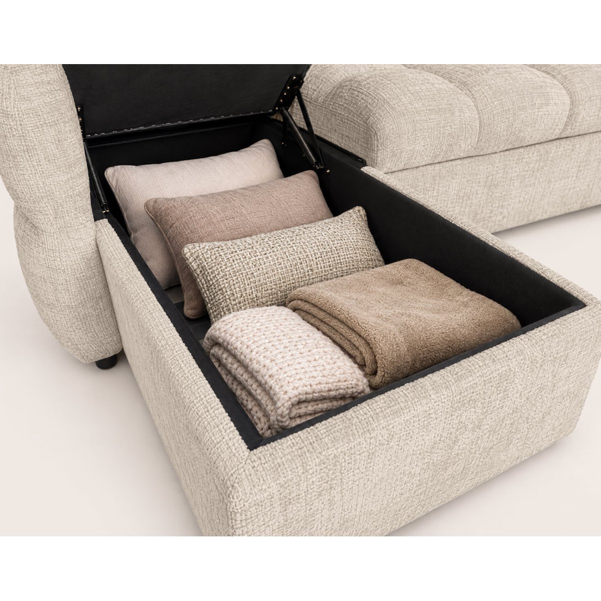 Canapé d'angle convertible velours texturé, OCTAVE beige, BEST MOBILIER