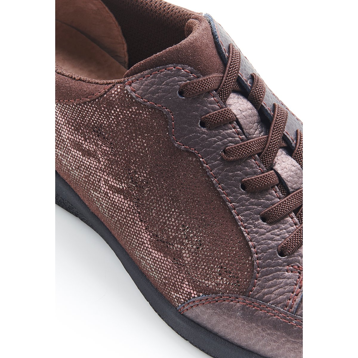 Derbies Amortyl à lacets élastiqués marron animalier, DAMART