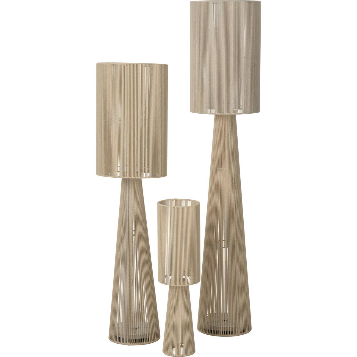 Lampadaire en corde et tissu, Grand modèle grège, RECOLLECTION