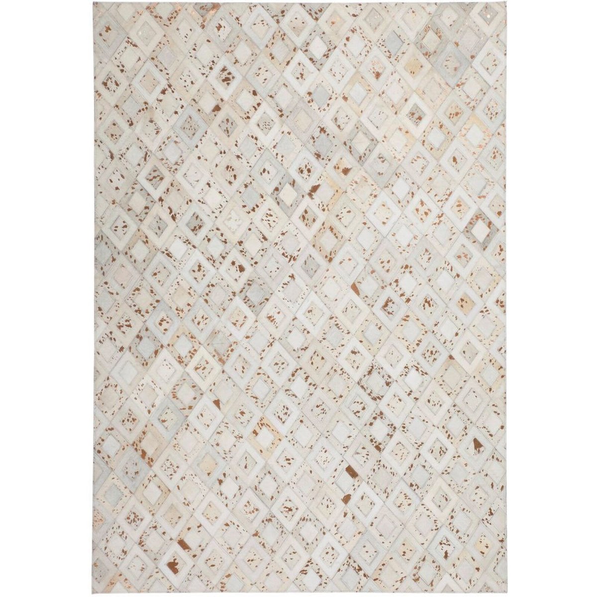 Tapis rectangulaire en cuir fait main, Spark blanc, argent, ARTE ESPINA