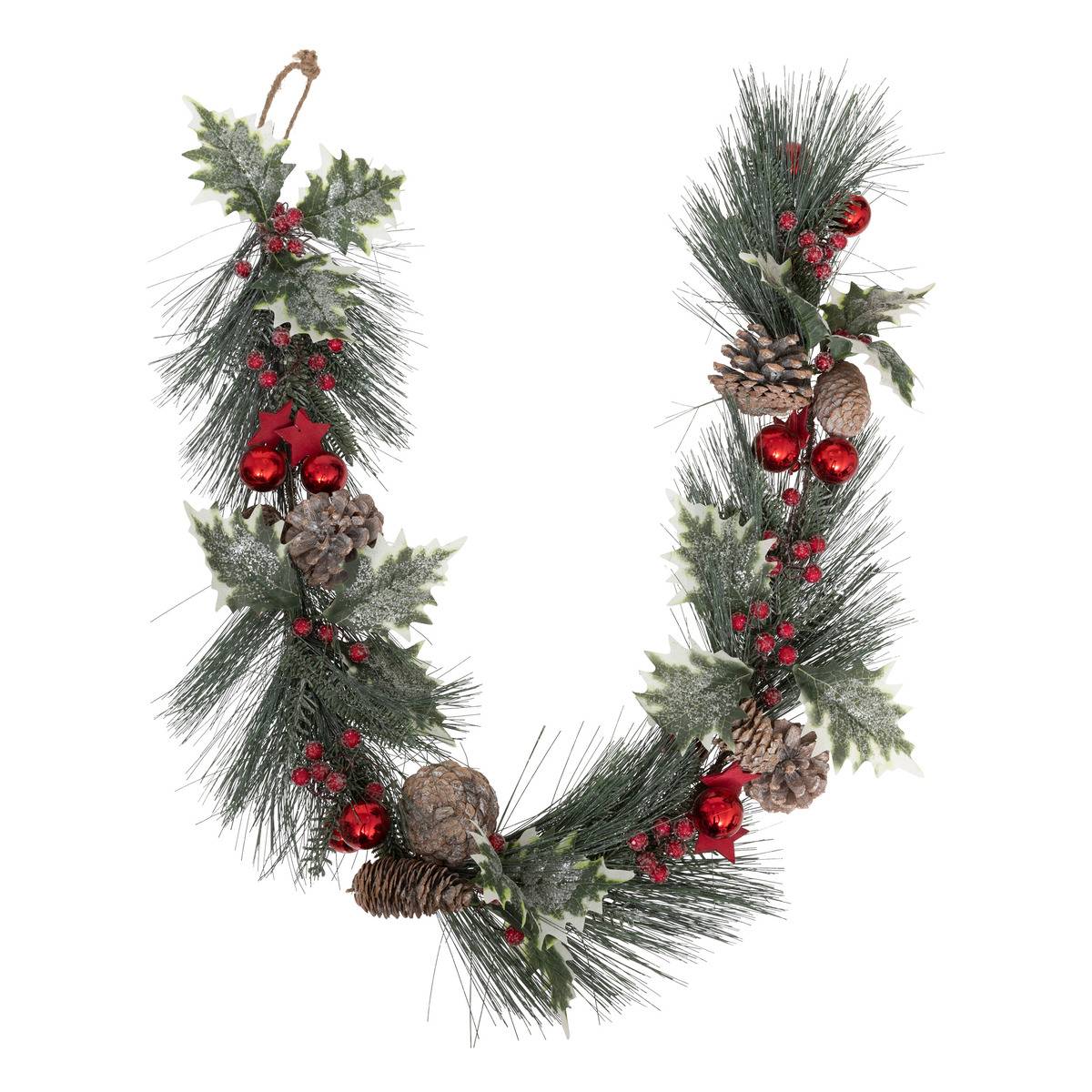 Guirlande Nature bois branches 1,5m rouge vert, ATMOSPHERA