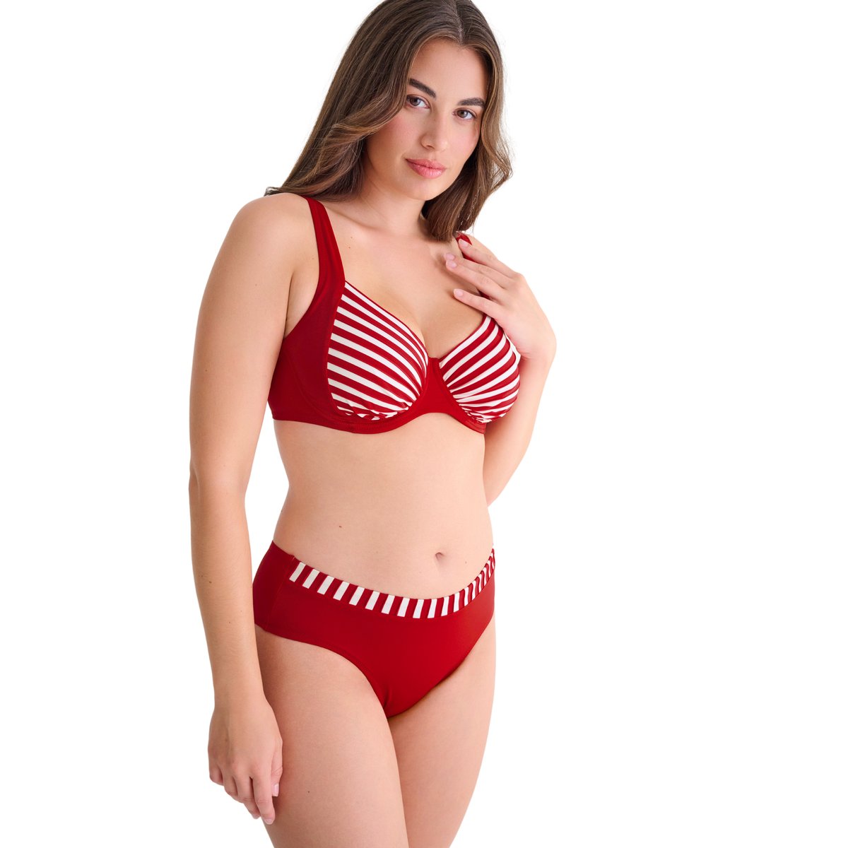 Bas maillot slip de bain taille haute BONDI BEACH rouge, LISCA