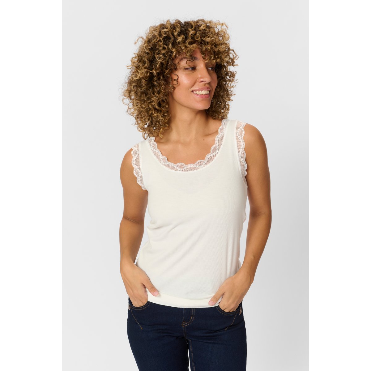 Jersey top blanc chalk, CREAM