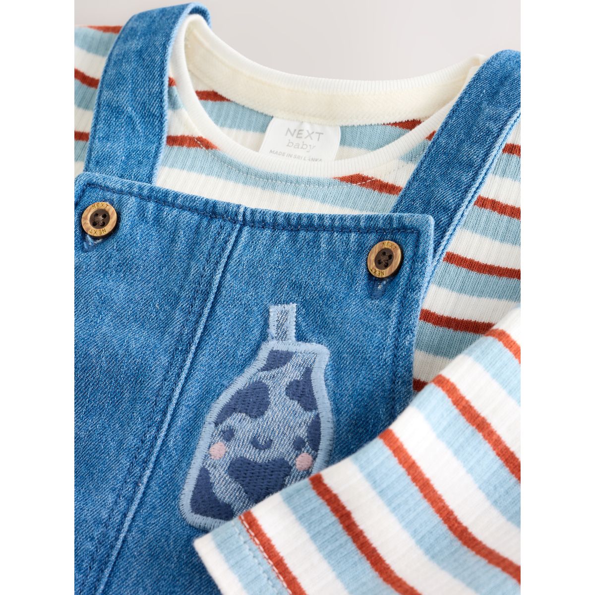 Body texturé et salopette en denim bébé club du lait bleu, NEXT