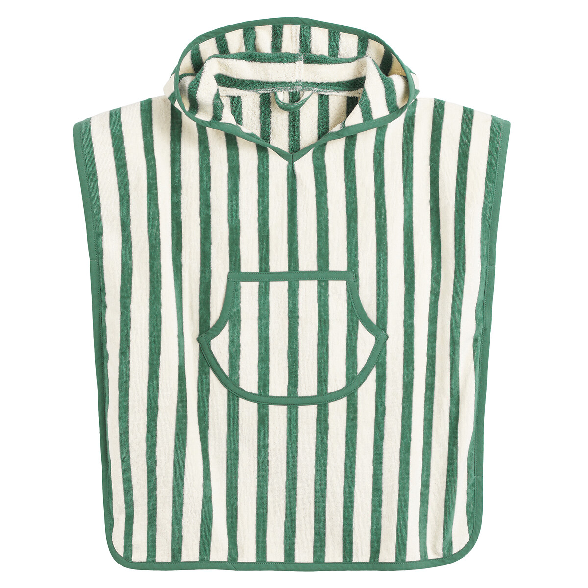 Poncho da bagno spugna velluto 420 g/m2, Ayden rigato verde/bianco, LA REDOUTE INTERIEURS