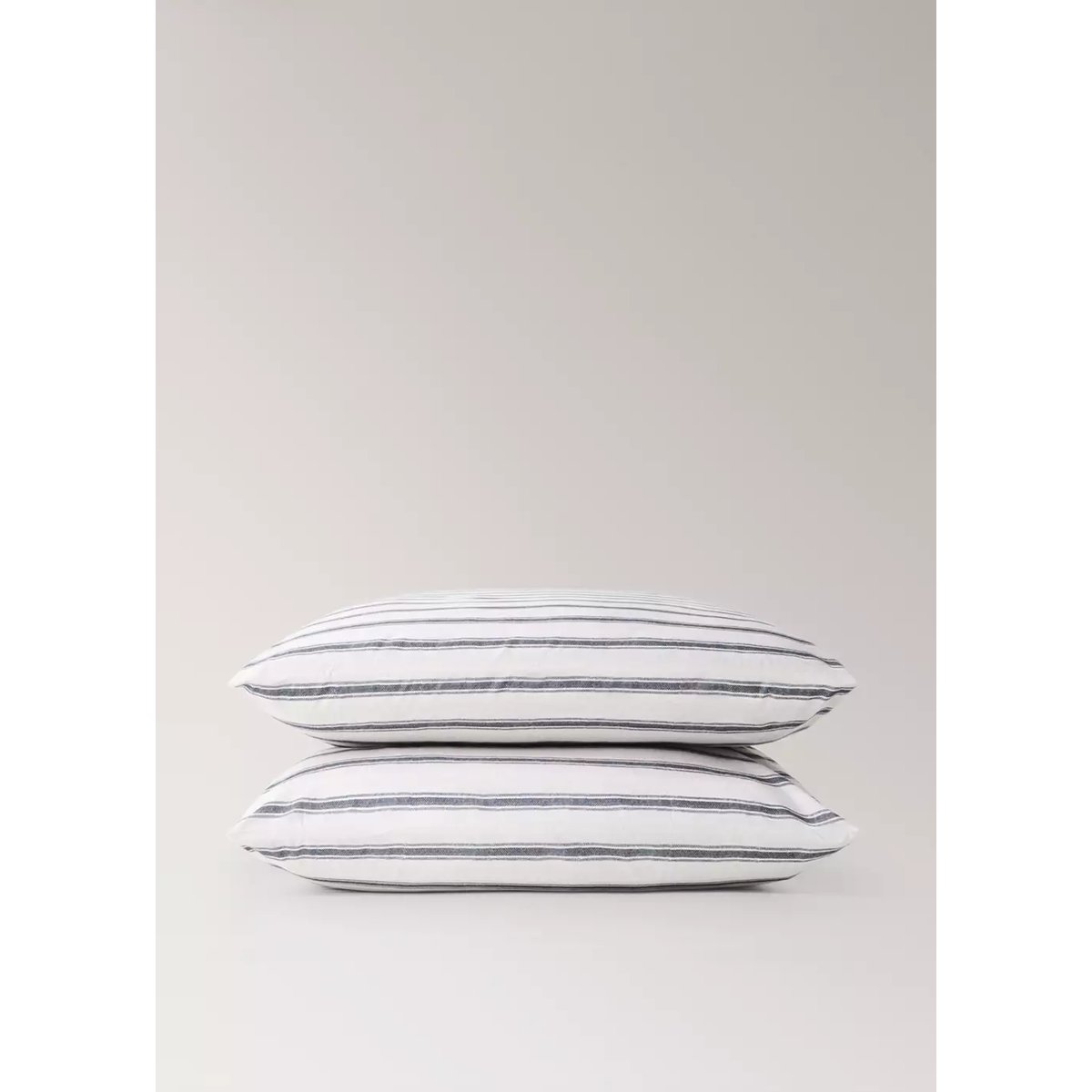 Lot de 2 housses d’oreiller coton rayures 60x60 cm écru, MANGO HOME