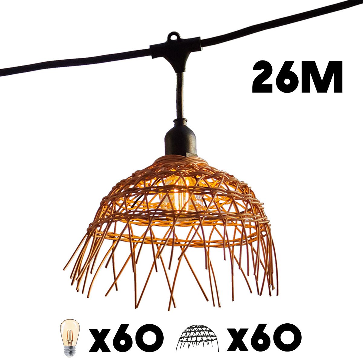 Guirlande connectable E27 6x HAWAII LIGHT marron, LUMISKY