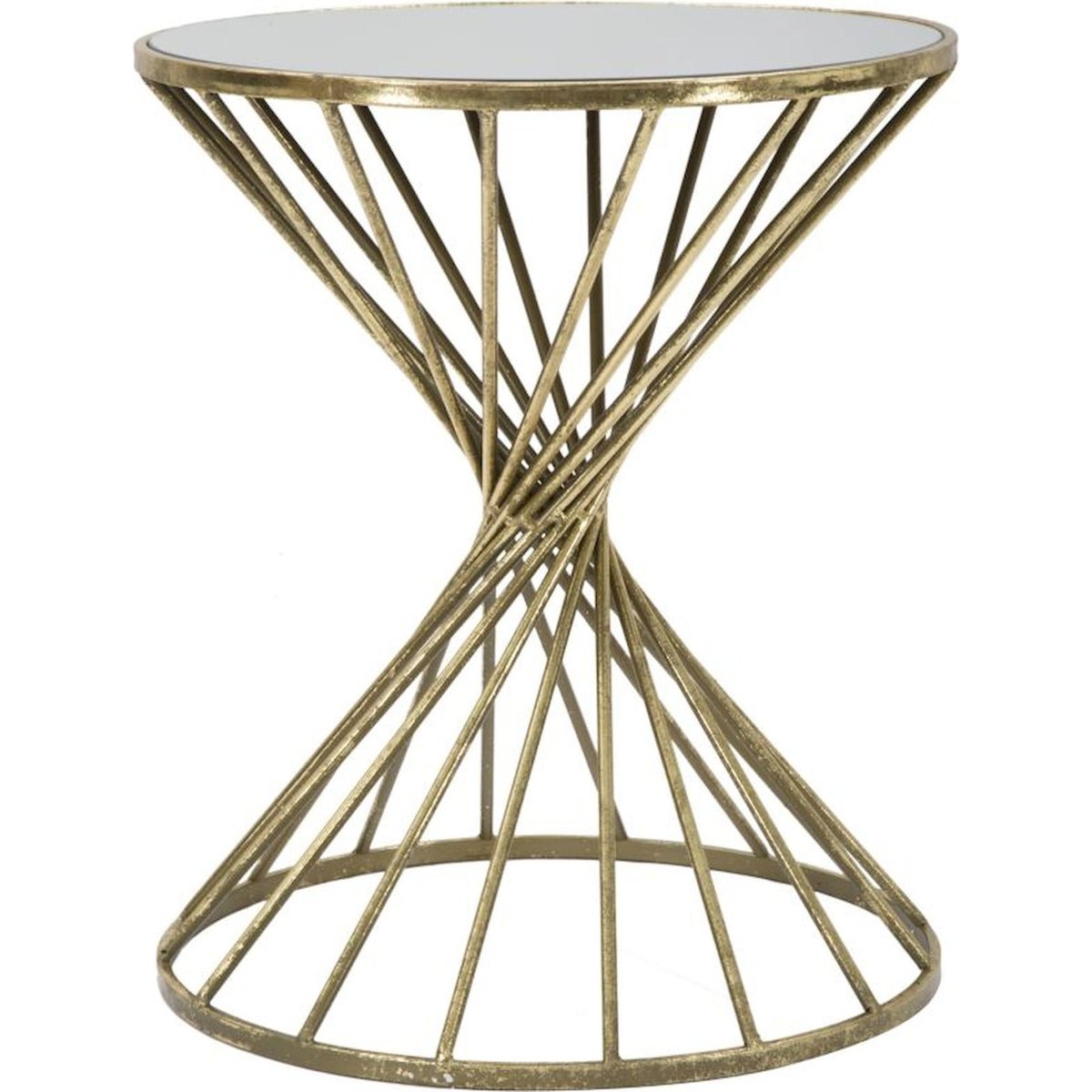 Table d'appoint ronde fer plateau verre GLAM doré et verre, RECOLLECTION