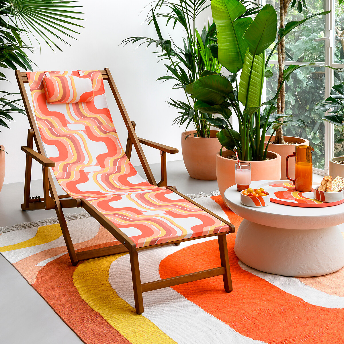 Tapis intérieur et extérieur, en polyester recyclé orange, MAPOÉSIE X LA REDOUTE INTÉRIEURS