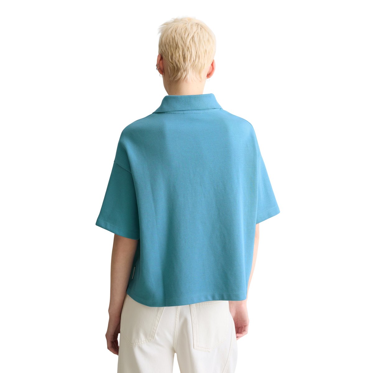 Polo relaxed en jersey rib doux bleu clair, MARC O’POLO DENIM