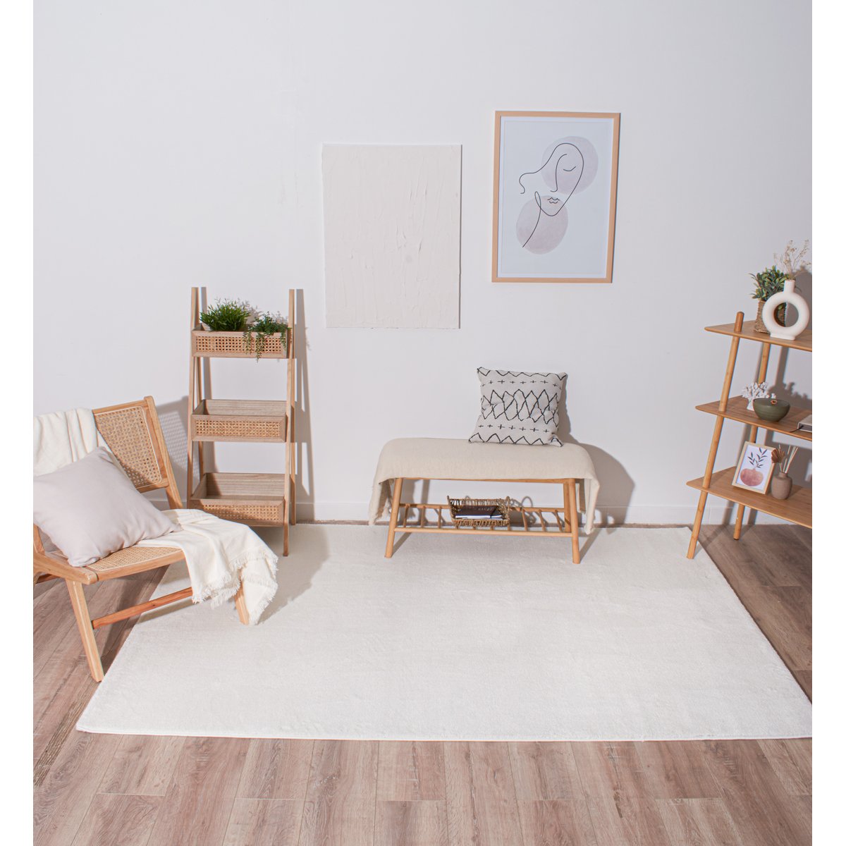 Tapis de salon uni MEMPHIS crème, NAZAR RUGS