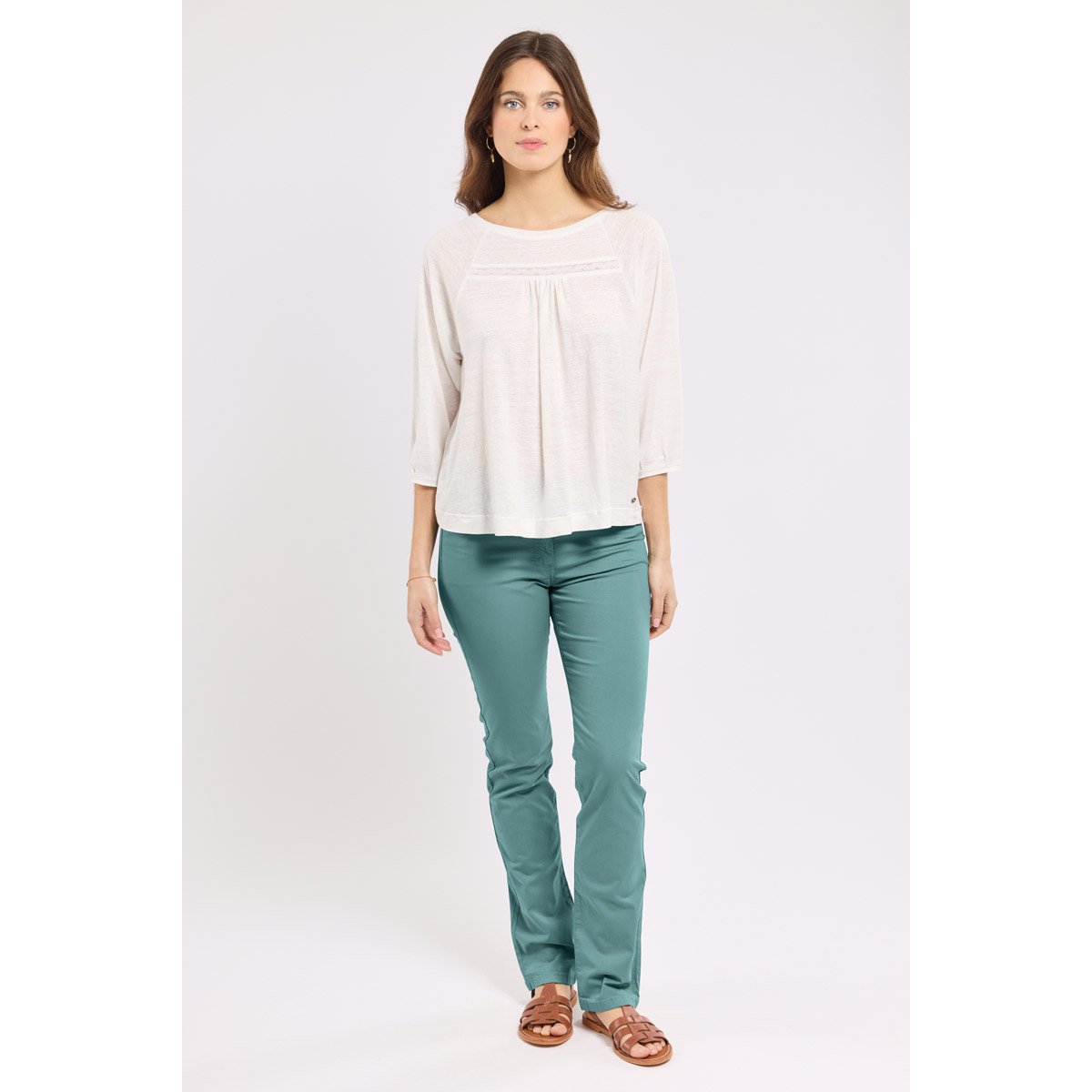 Pantalon coupe droite en coton silver pine, ARMOR-LUX