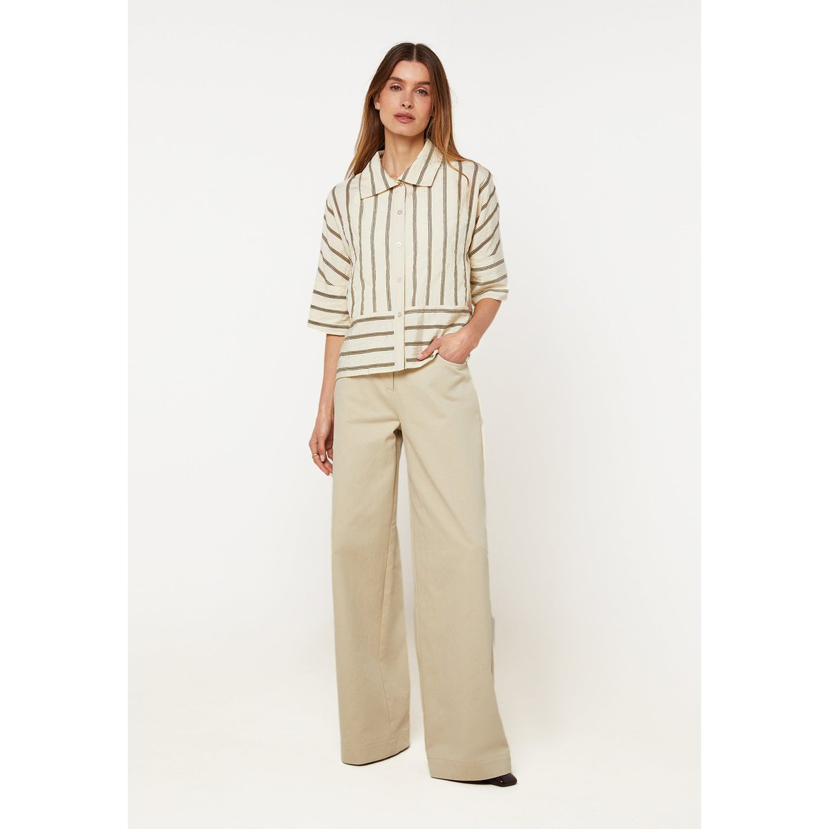 Chemise manches courtes rayée beige, RODIER