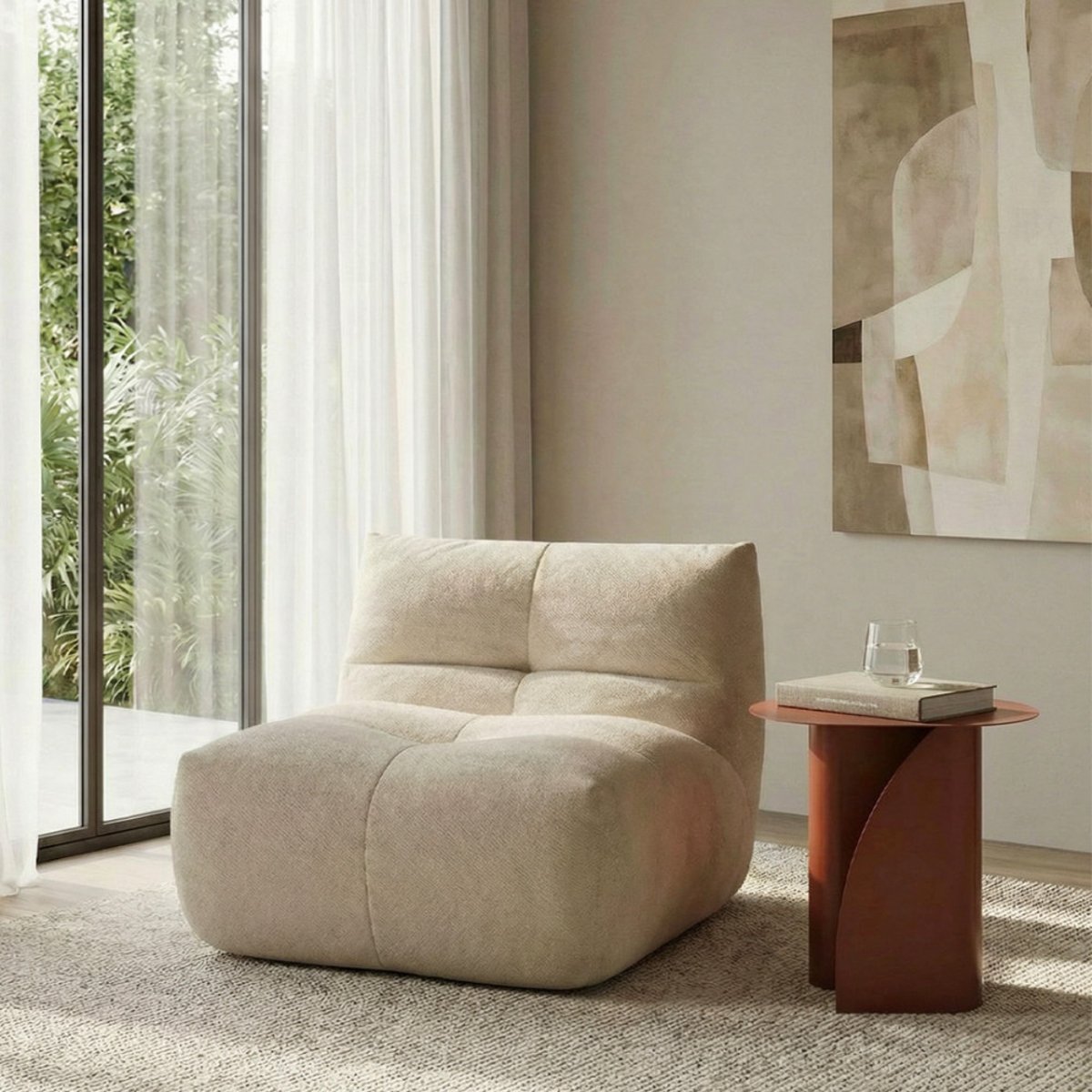 Chauffeuse compressée 1 place en tissu- ALBA beige, DRAWER