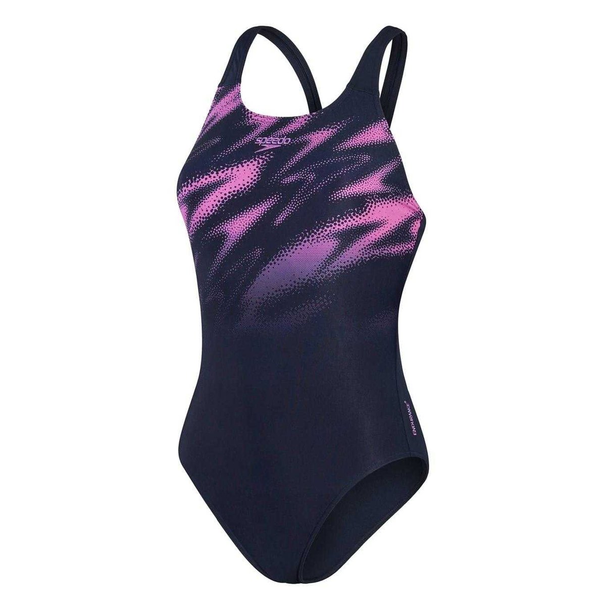 Maillot de bain 1 pièce motif/style graffiti HYPER BOOM bleu marine / rose, SPEEDO