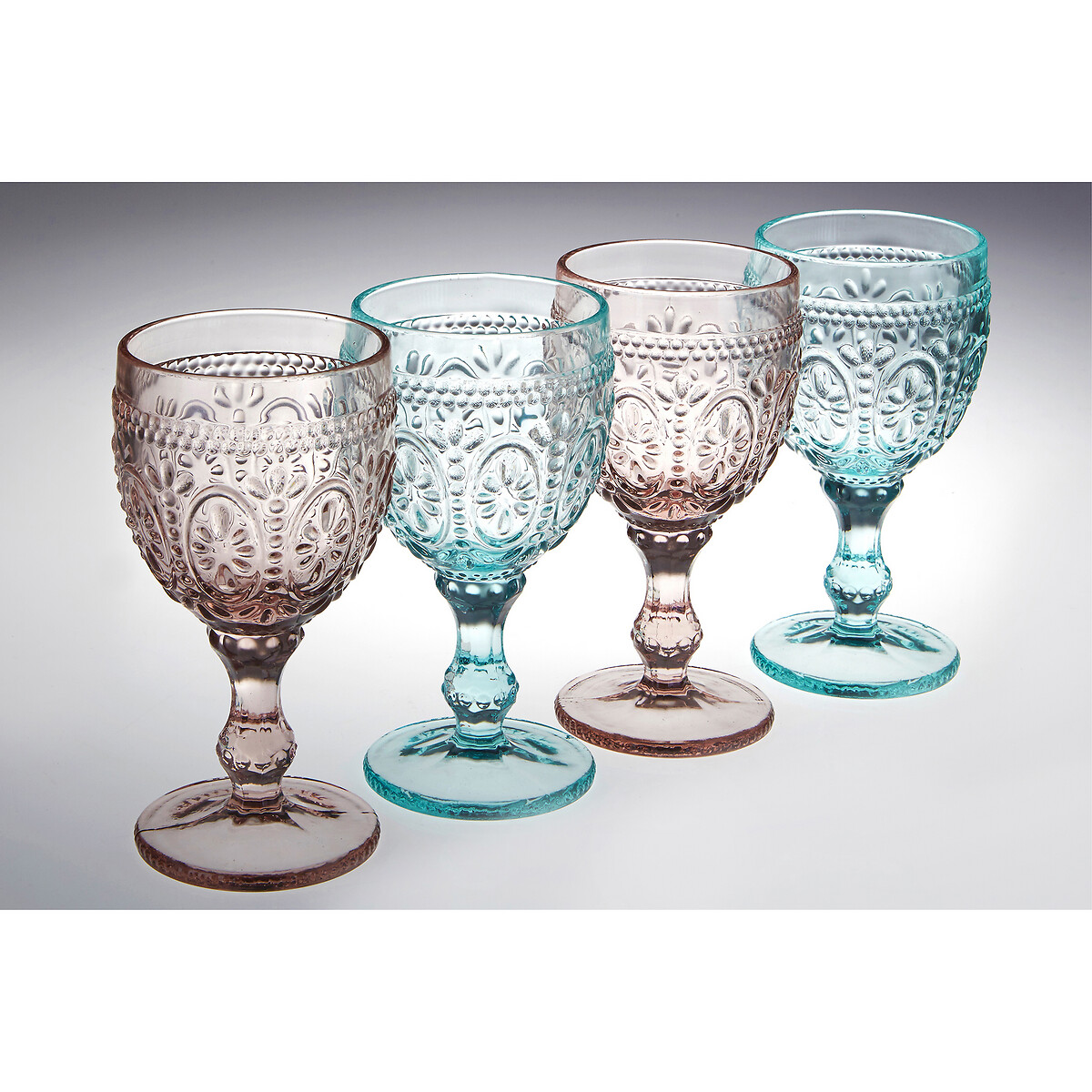 Set of 4 Pink/Blue Wine Glasses multi-coloured, SO'HOME