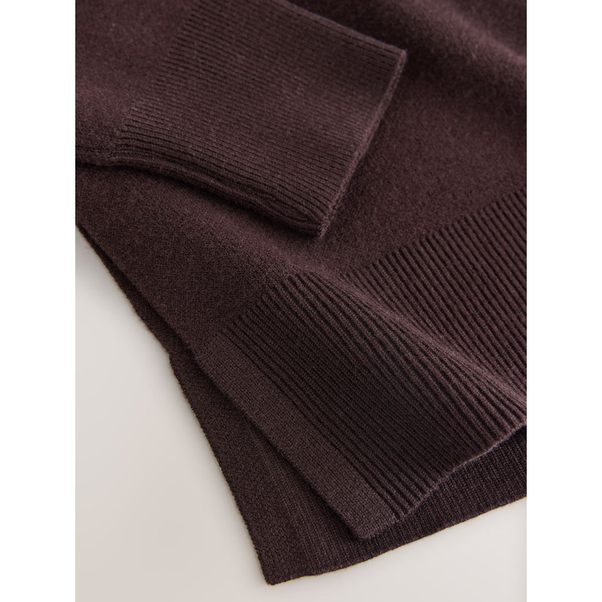 Pull semi-zippée en maille marron chocolat, NEXT