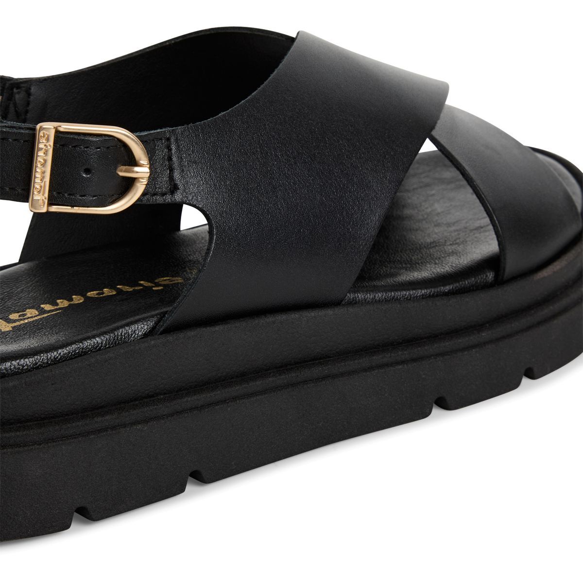 Sandale à talon en cuir noir cuir, TAMARIS